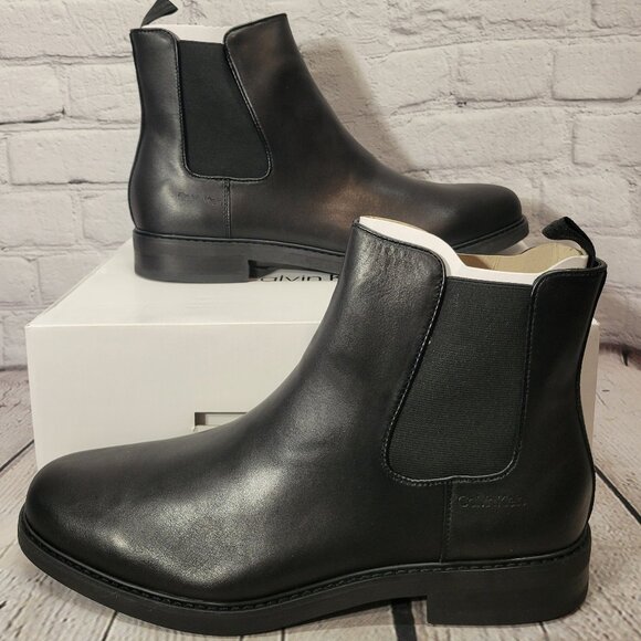 Calvin Klein Men's Fenwick Pull on Chelsea Boots - Black - Picture 1 of 8